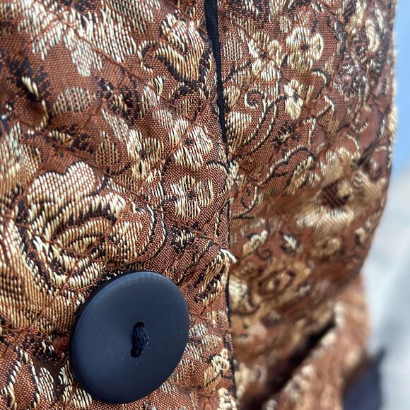 Vintage Floral Quilted Jacket Small Gold floral blazer - Picture 4 of 10